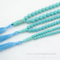 Natural Stone Blue Turquoise Prayer Beads Tassel Muslim